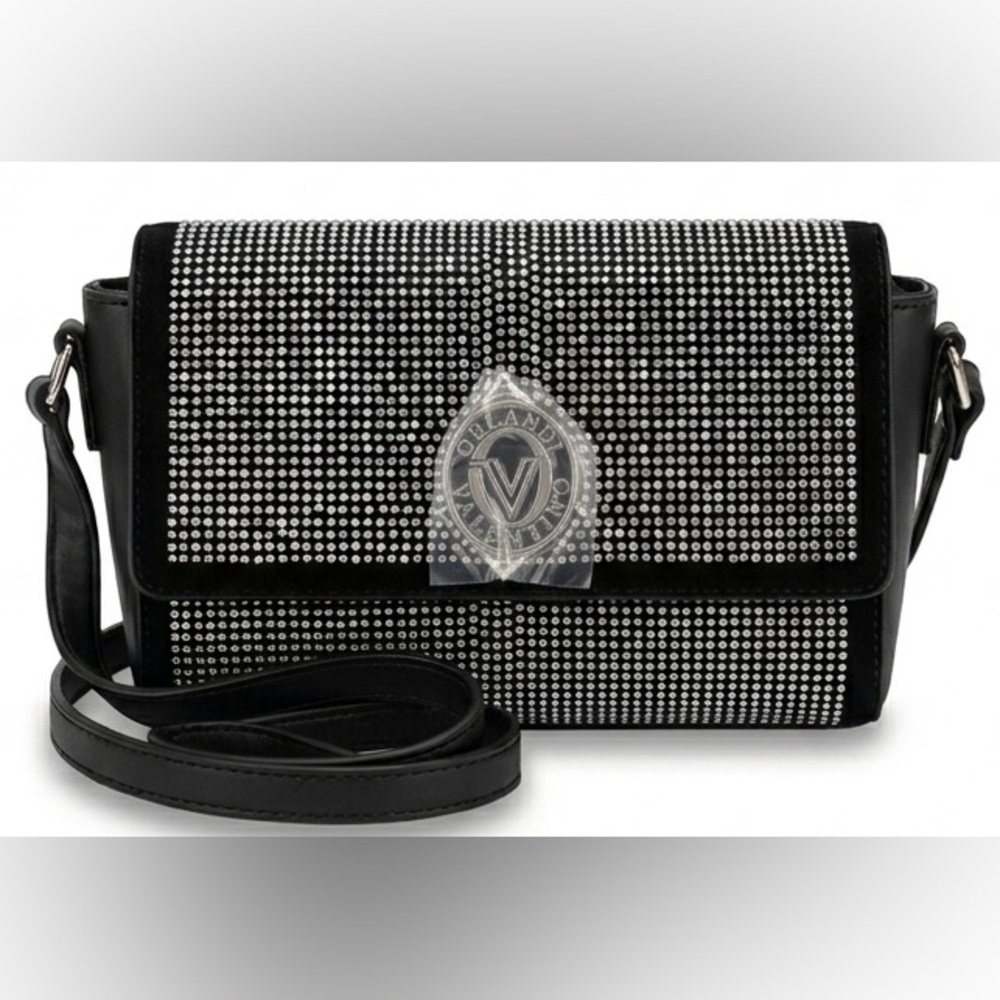 Valentino Black Crystal-Studded Crossbody Bag